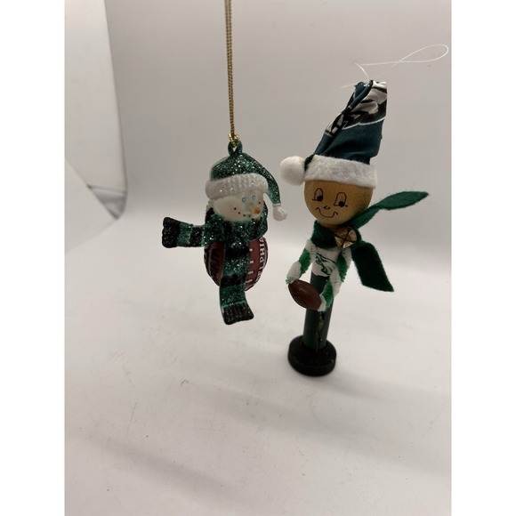 Other - Philadelphia Eagles Christmas Ornaments Snowman Football & Figure Lot of 2